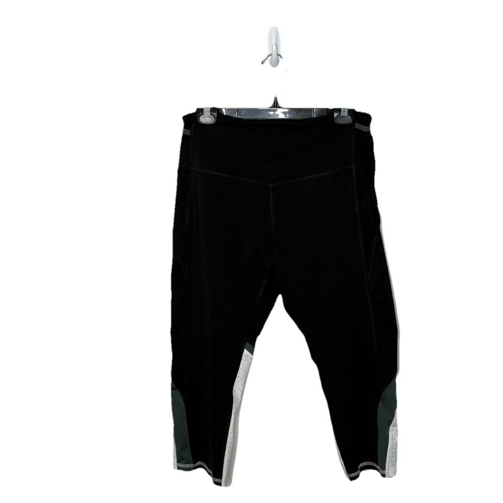 Champion Performance Leggings Green Black Capri Cropped Perforated Womens Sz XL